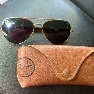 Ray-Ban Gold Aviator Sunglasses with Dark Lenses
